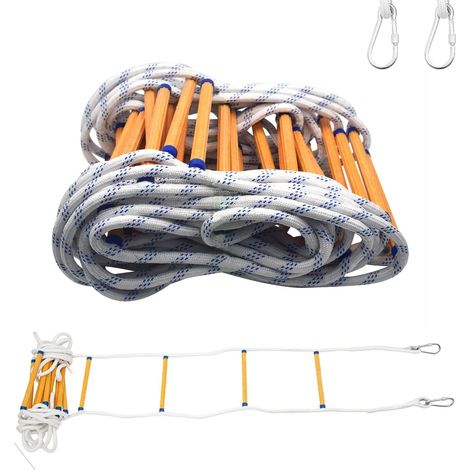 Seilleiter, 5 m feuerhemmende Sicherheitsleiter mit Karabinerhaken, geeignet für 3-4-stöckige Häuser, Balkone und Geländer, mit einer Tragfähigkeit von bis zu 200 kg (1/5)