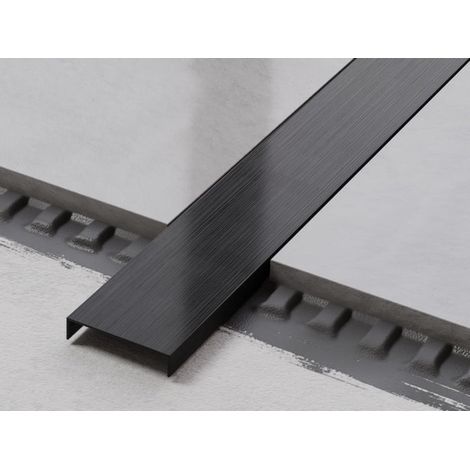 Profilo U di raccordo rettificato in acciaio inossidabile 4cm x 244cm - Nero satinato (1/3)