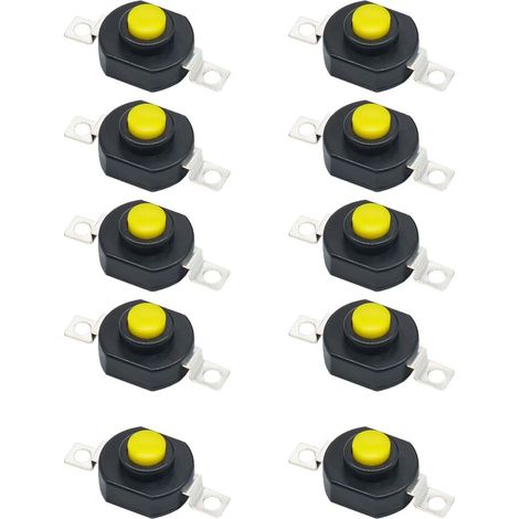 Interrupteur de bouton-poussoir auto-verrouillage de 10 pièces, 0.5A 30V 2 broches de verrouillage Mini interrupteur d'allumage / d'arrêt, interrupteur de contrôle micro pour lampe de torche
