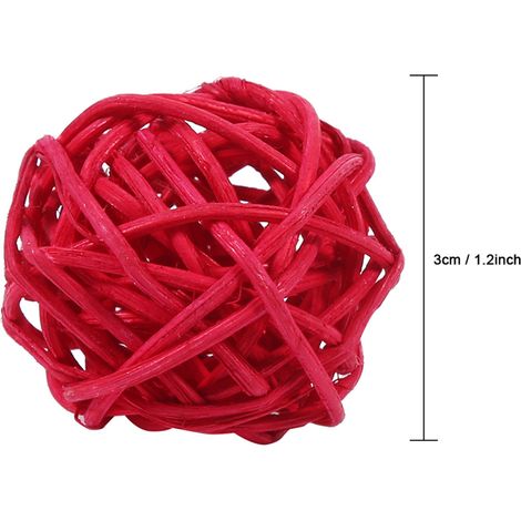 20 Pièces Boules Ornementales en Rotin Décoration pour Mariage Noël Anniversaire (Rouge) (1/4)