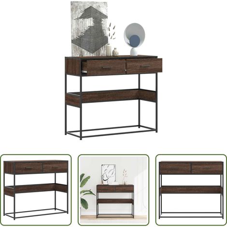 Wohnzimmermöbel -  Konsolentisch Braun Eichen-Optik 90x35x80 cm Holzwerkstoff (1/5)