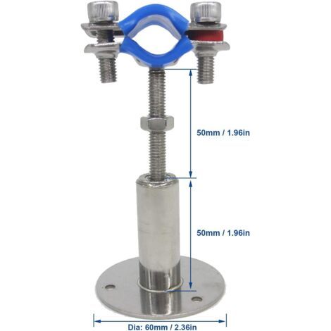 NALOOKAMIC  Lot de 2 colliers de serrage réglables en hauteur - Montage mural/plafond - Pour tubes de 32 mm à 34 mm - Support de tuyau robuste