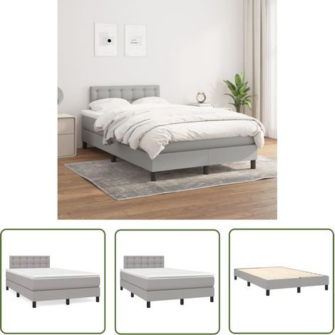 The Living Store Boxspringbett mit Matratze Hellgrau 120x200 cm Stoff - Boxspringbett - Doppelbett - Schlafsystem - Bettrahmen - Matratze (1/5)
