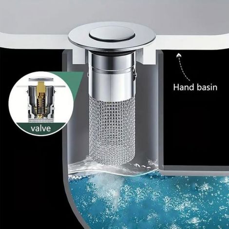 Bonde de type bassin avec panier - Anti odeurs Filtre amovible anti obstruction - Salle de bain - 33 40mm (1/5)
