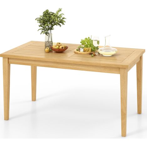 COSTWAY Outdoor Teak Wood Coffee Table Solid Wood Patio Side Table-Natural (1/5)