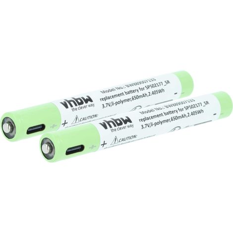 vhbw 2x batteria sostituisce Ledlenser SP502177SR per torcia, lampada da elmetto (650mAh, 3,7V, Li-Poly)