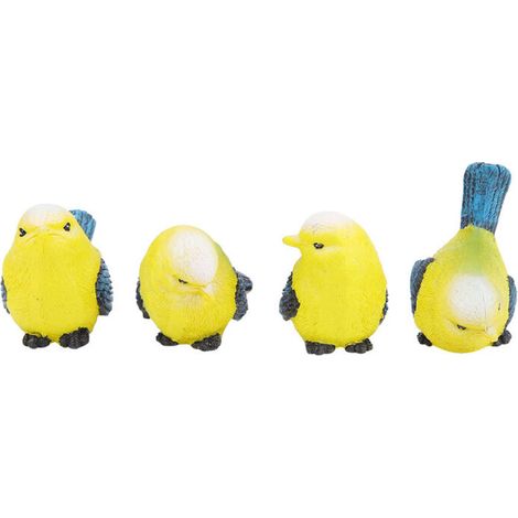 Ensemble de 4 statues de jardin en résine représentant des oiseaux, sculpture d'extérieur, décoration pour pelouse et jardin (1/5)