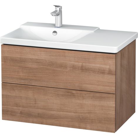 Duravit L-Cube Mueble de pared de 820mm de ancho, profundidad 481, 2 cajones, cabe ""P3 Comfort Artículo 233385, cuenca izquierda, color: Cerezo del Tesino - LC624807373 (1/4)