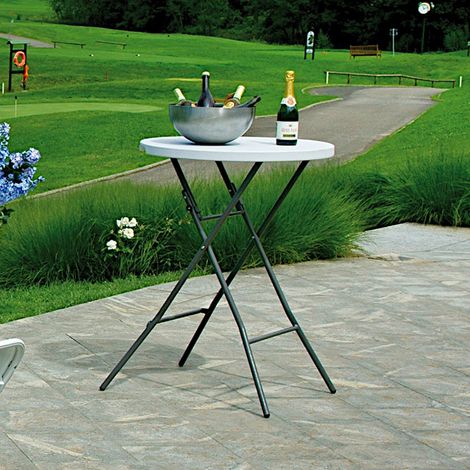 tavolo da esternorotondo alto solaria "catering" in polietilene bianco 80x80x110 cm (1/3)