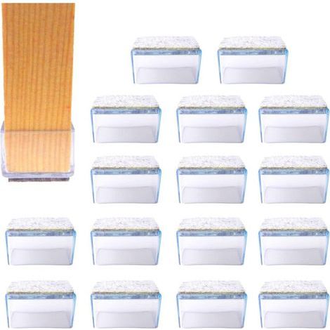 Lot de 16 capuchons de protection en feutre pour pieds de chaise - Embouts de pieds - Patins en feutre - Patins de meubles - Chaussettes de chaise (rectangulaires, 25 x 50 mm) (1/4)