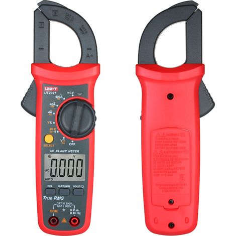 Pince ampèremétrique numérique UNI-T UT202+ 4000 points, multimètre RMS, ampèremètre, voltmètre, test NCV, testeur universel, courant alternatif, mesure de température de -40 à 1000 °C, valeur relativ (1/5)
