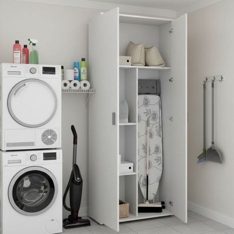 Armadio Multiuso 2 Ante - 3 Ripiani Portascope, Bianco, -, 78x190h cm Georgetown (1/4)