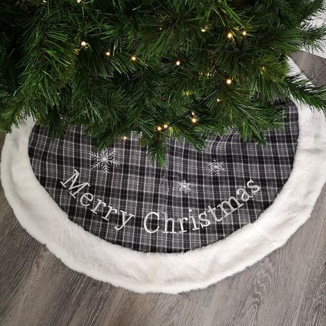Christmas Tree Skirt 100 cm Diameter Grey And Blue Festive (1/5)