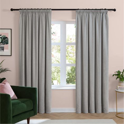 Tende foderate in ciniglia con pieghe a matita 183 cm x 117 cm Argento Argento