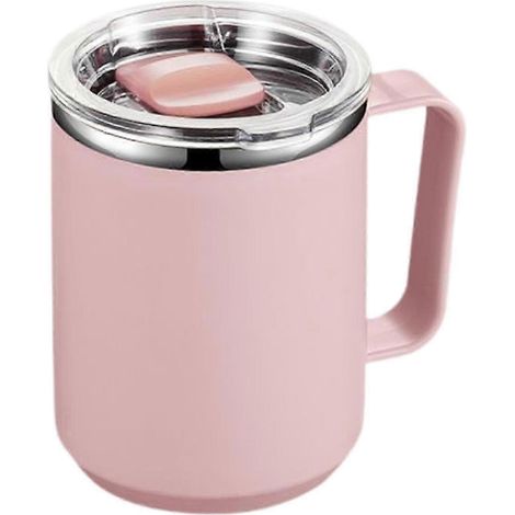 Mug isotherme portable et étanche, réutilisable, avec couvercle et poignée, idéal pour les voyages, les fêtes, le camping, la plage et le bureau.-Pink