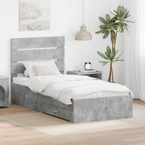 vidaXL Struttura del letto Grigio Certo e Argento 70 x 190 cm