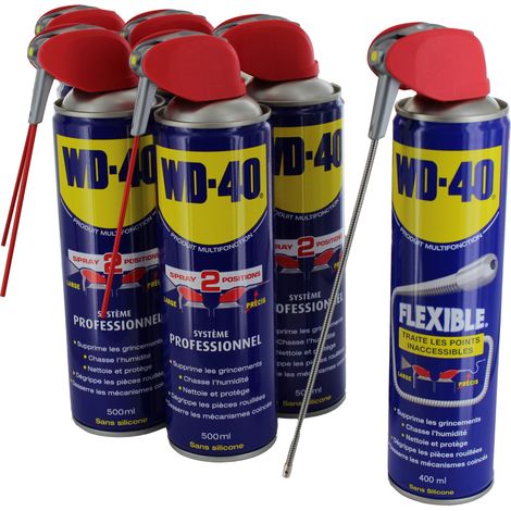 Pack De 5 Aérosols 500ml Wd-40 Double Position + 1 Aérosol 400 Ml Flexible Offert.