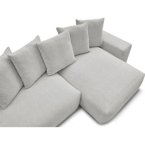 BOBOCHIC - Canapé d'angle fixe réversible VOLTAIRE tissu chiné avec pouf Gris clair (1/5)