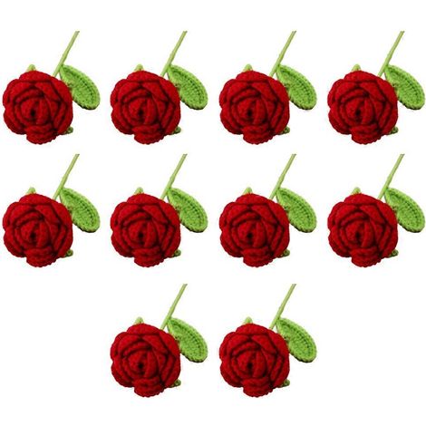 Roses artificielles tricotées à la main, bouquet décoratif au crochet, décoration de table, cadeau de Noël (1/5)