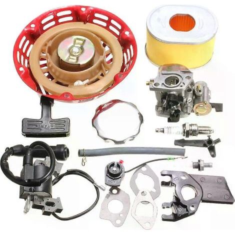 Austauschsatz für Honda GX160 55 PS Motor inklusive: Seilzugstarter, Vergaser, Zündspule, Zündkerze, Luftfilter und Tankdeckel. (1/5)