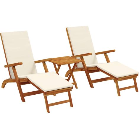 Maison Exclusive - Lettino prendisole reclinabile e pieghevole 3 pcs Bianco Crema