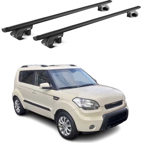 OMAC Dachträger Aluminium TÜV geprüft für Kia Soul I 2008-2013 – Für Standard Dachreling – T Nut – Max 90 kg – 2 Schlösser Schwarz (1/5)