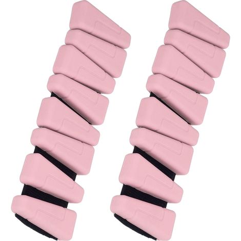 paire de bracelets lestés en résine rose, ajustables pour poignets et chevilles, idéaux pour le fitness et le sport. (1/5)