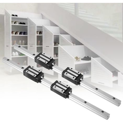 2 Stück HG15-400-mm-Linearführungsschienen mit 4 Stück schwarzen HGH15-Linearlagergleitblöcken (1/5)