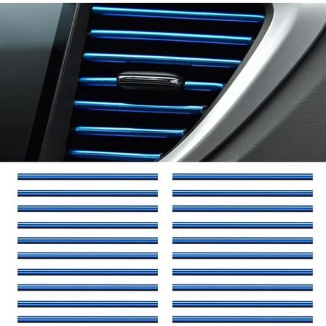 20 strisce decorative per bocchette di ventilazione auto, accessori interni per griglie di ventilazione dell'aria condizionata (blu) (1/4)