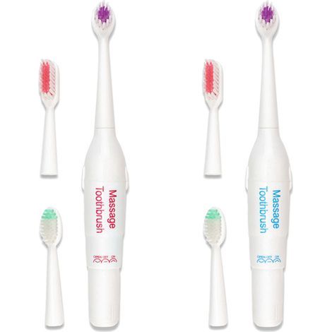 Electric toothbrush for adults with 3 interchangeable brush heads, battery operated, portable - AquaForge