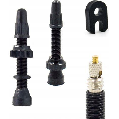 Valvole Presta UST per sistemi tubeless, 2 pezzi, nere, senza imballaggio + chiave (1/2)