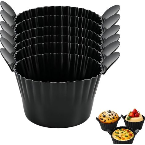 Muffinformen aus lebensmittelechtem Silikon, BPA-frei, antihaftbeschichtet, hitzebeständig bis 230 °C, für Heißluftfritteusen, 6er-Set (1/5)