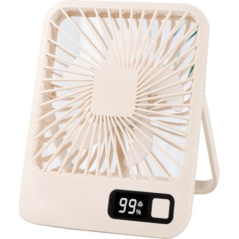 Ventilateur de Bureau USB 5 Vitesses Support Stable Silencieux Rechargeable USB pour Maison Bureau École Jaune Clair (1/5)