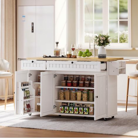 tavolo cucina 137 cm pieghevole contenitore bianco OKMYHOME (1/5)