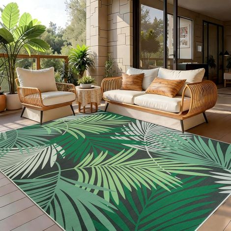 Tapis Intérieur Extérieur Balcon Terrasse 120x170cm Vert Tapis Salon Lavable Tapis Naturel Sisal pour Chambre à Coucher Cuisine Salle à Manger Jardin Arrière-Cour (1/5)