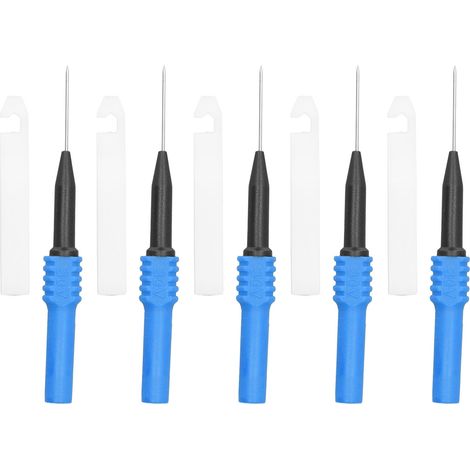 Kit de 5 électrodes de test (aiguilles de perçage de 0,7 mm) avec gaine, accessoires de test pour multimètre (bleu). (1/5)