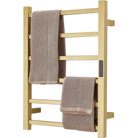 Sèche-serviette électrique mural 80W – Acier inoxydable 304 – Minuterie 1-8h – Température réglable 45-70°C – Installation murale