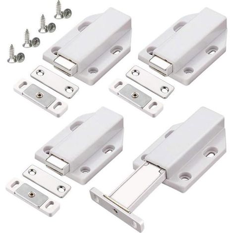 4 Pièces Push Open Poussoir Porte Placard Aimant Fermeture pour Armoire Tiroir Systeme Loquet Magnetique Verrou Poussoir (1/5)