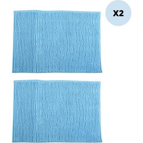 Lot de 2 tapis de bain CHENILLE 40x60 Bleu Clair