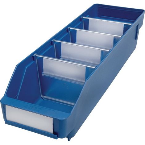 Boîte pour étagère L400xl120xH95mm bleue PP (Par 30)