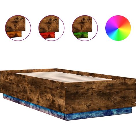 Maison Exclusive - Bettgestell mit LED Räuchereiche 75x190 cm Hol