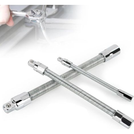 Lot de 3 rallonges de clé à douille flexible 1/2 3/8 1/4" Douille hexagonale flexible Porte-embout Arbre flexible Porte-embout pour visseuse sans fil (1/5)