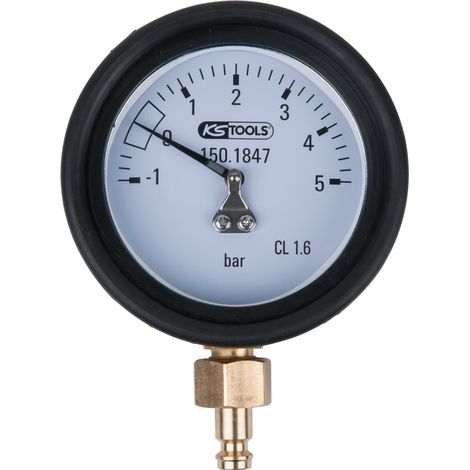 KS Tools Manometer 1,0 - 5,0 bar inkl. Anschlussnippel und Schutzkappe