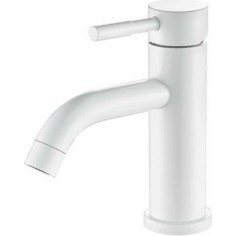 Robinet de salle de bain blanc, robinet de lavabo en acier inoxydable (1/3)