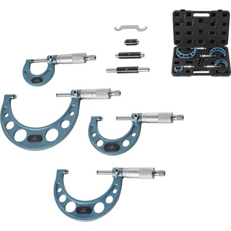 Jeu de 4 micromètres d'extérieur 0 à 3 pouces, outil de précision pour machiniste, coffret de protection, travail des métaux (1/5)