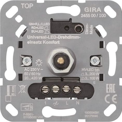 Gira S3000 Inserto dimmer rotativo Uni-LED Comfort Inserto [245500], 2455 00
