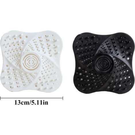 Lot De 4 Blanc Noir Filtres d'Évier En Silicone, Filtre à Cheveux De Douche, Protecteur De Vidange, Vidange, Baignoire Et Évier (1/3)