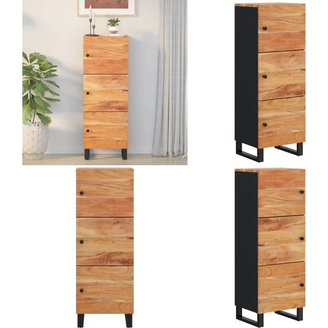 Buffet avec 3 portes 40x33x110 cm bois massif d'acacia et fer - Buffet Industriel - Meuble Rangement - Acacia Massif - Meuble Salon - Décoration Intérieure - Home & Living (1/5)