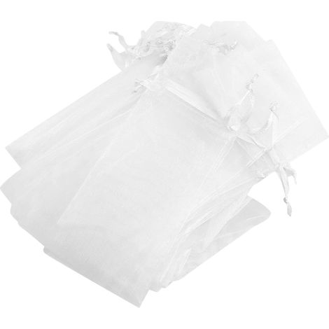 Set of 50 foldable organza drawstring pouches, white (1/5)