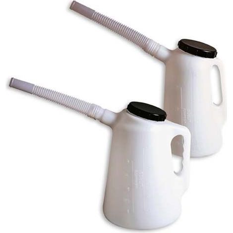 Mw Tools – Burette à huile 5L en PVC blanc – Bec verseur flexible en PE – Couvercle en PP – Compatible huile et carburants – OKS5 (1/2)